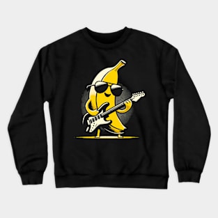 Banana Guitar Rock Music Concert Band Novelty Funny Banana Crewneck Sweatshirt